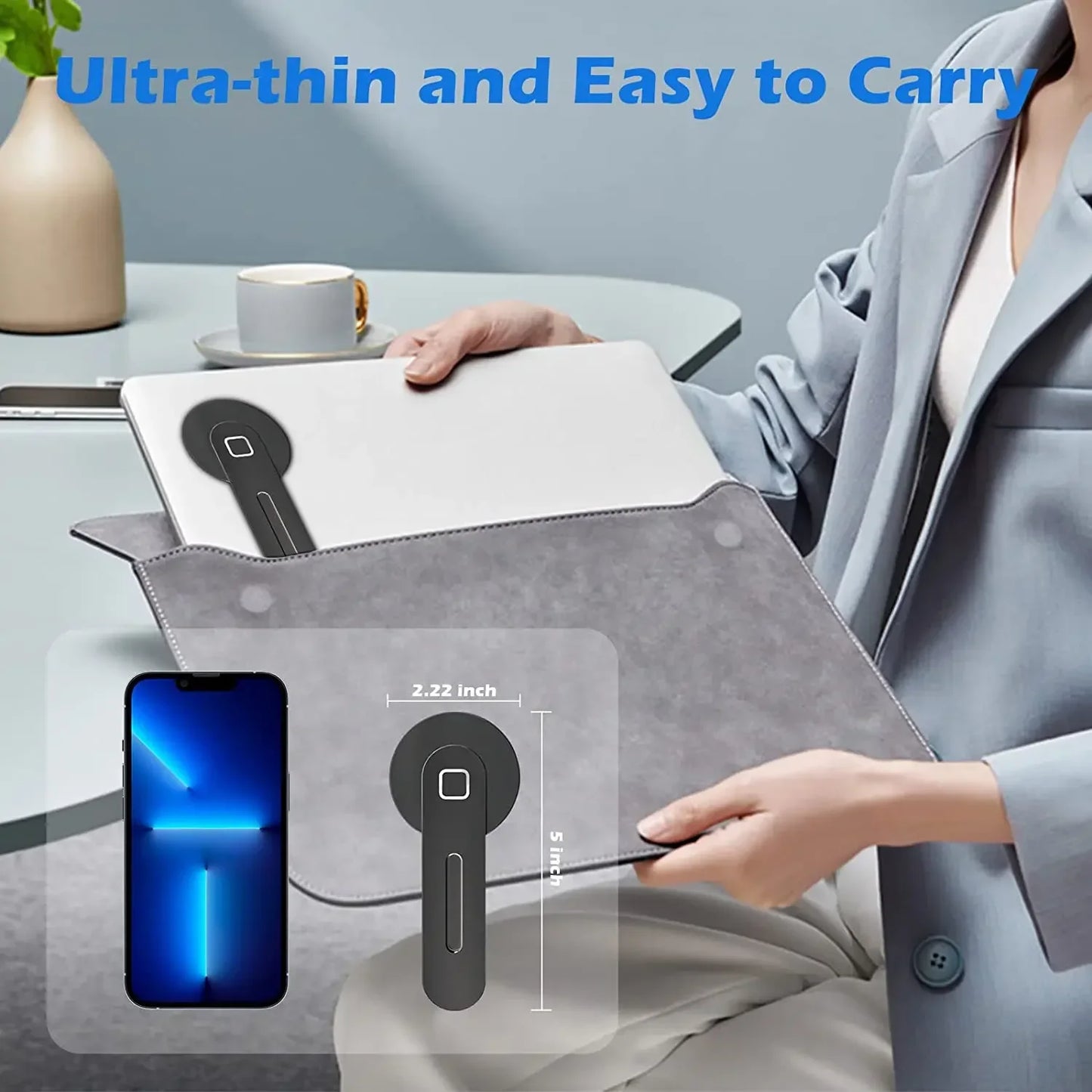 Premium Magnetic Laptop Phone Holder, Slim & Foldable For iPhone Case and All Phones